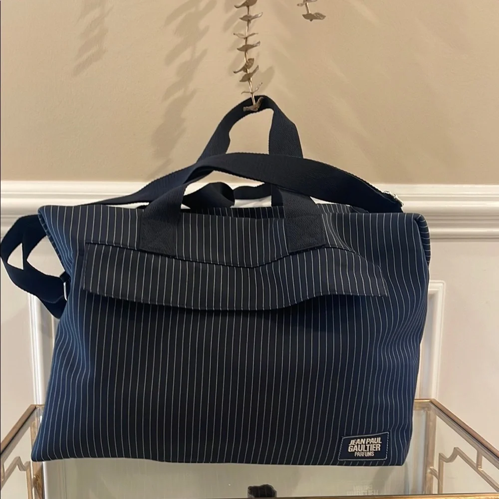 Jean Paul Gaultier Navy and White Duffel Bag